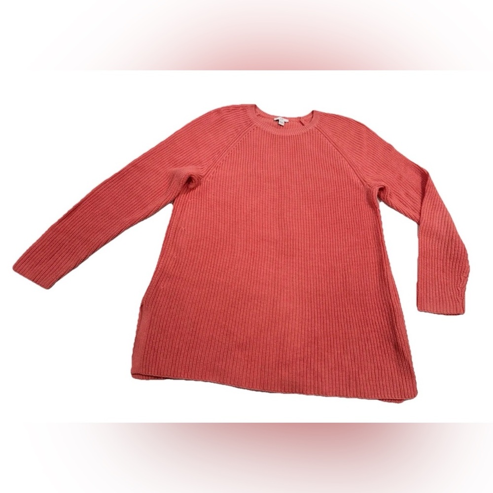 J.Jill Women’s Pink Ribbed Knit Crew Neck Pullover Sweater Long Sleeve Size L